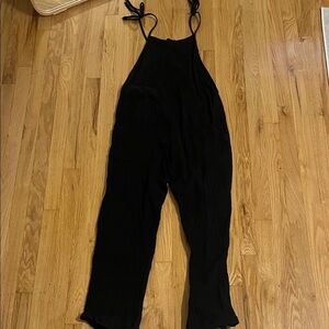 Stillwater Black Double Gauze Some Beachy Overalls Sz S